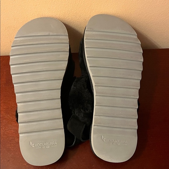 Koolaburra Black Fuzzy Sandals by Ugg - Picture 6 of 10